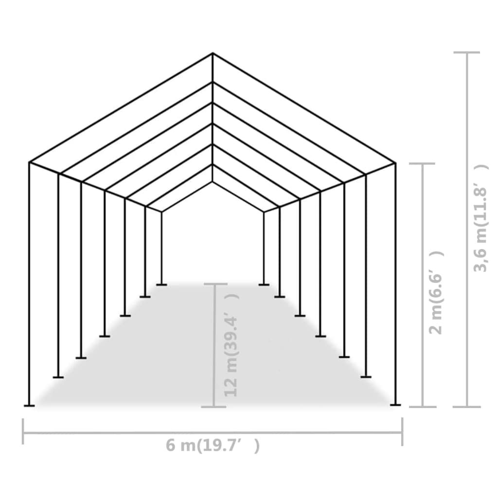Tente de réception PE 6x12 m grise