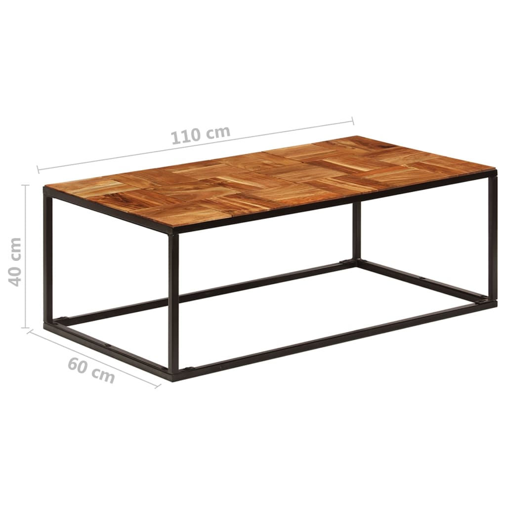 Coffee table 110x60x40 cm solid acacia wood and steel