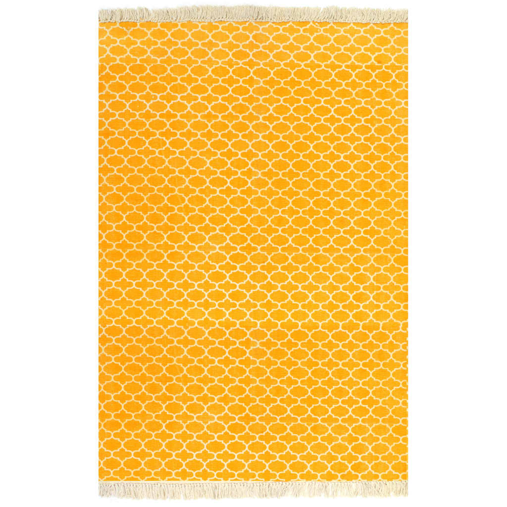 Kelim-Teppich Baumwolle 160x230 cm mit Muster Gelb