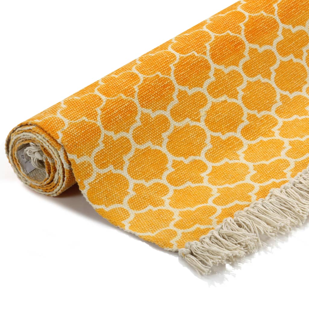 Kelim-Teppich Baumwolle 160x230 cm mit Muster Gelb