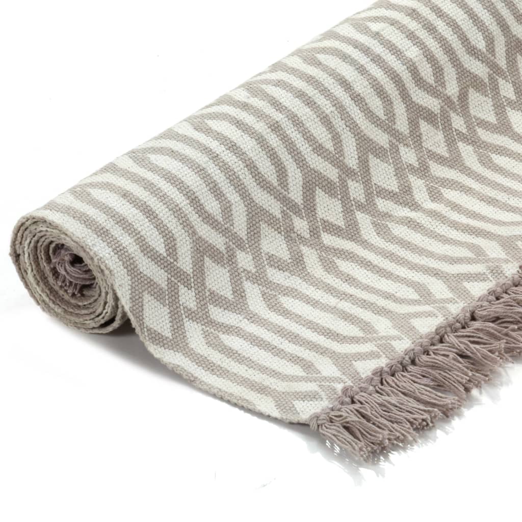 Kelim-Teppich Baumwolle 120x180 cm mit Muster Taupe