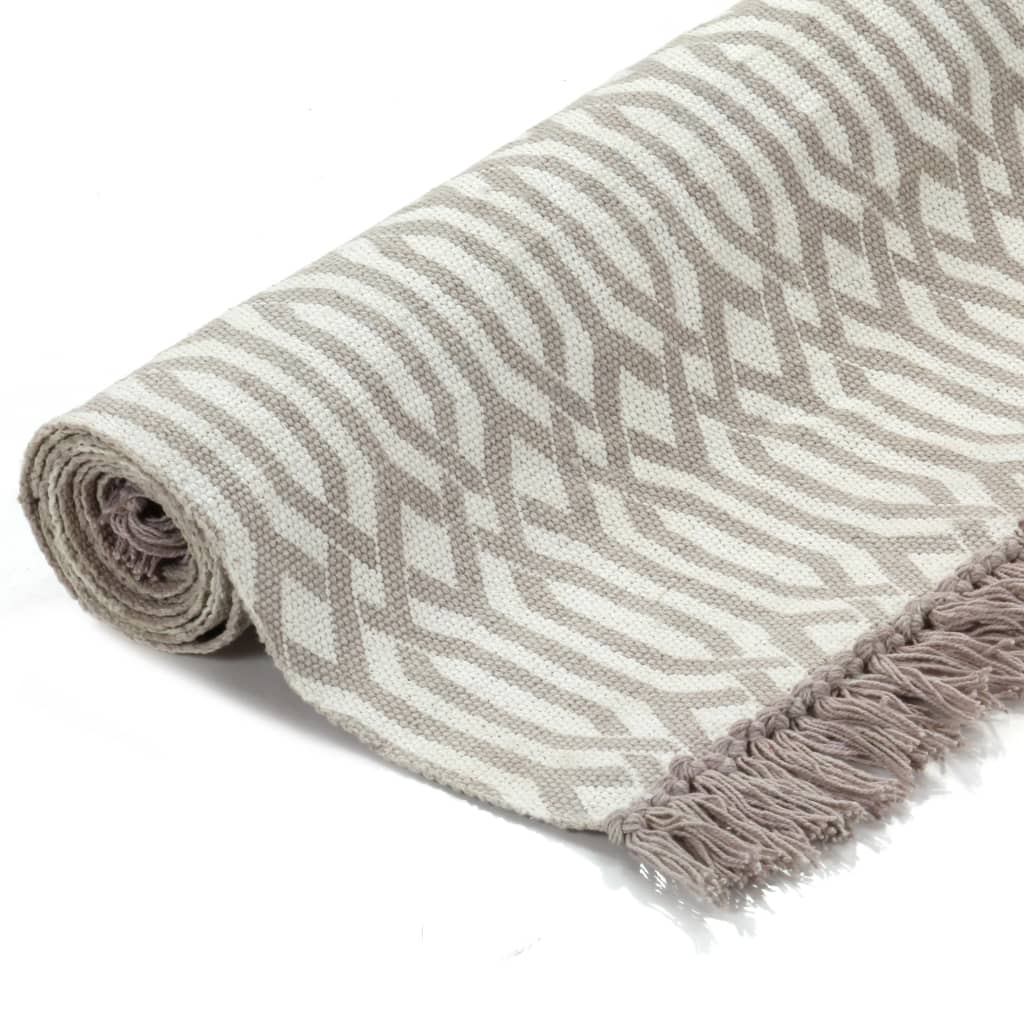 Kelim-Teppich Baumwolle 160x230 cm mit Muster Taupe