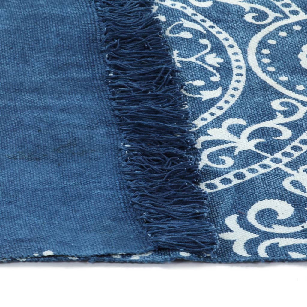 Kelim-Teppich Baumwolle 160x230 cm mit Muster Blau