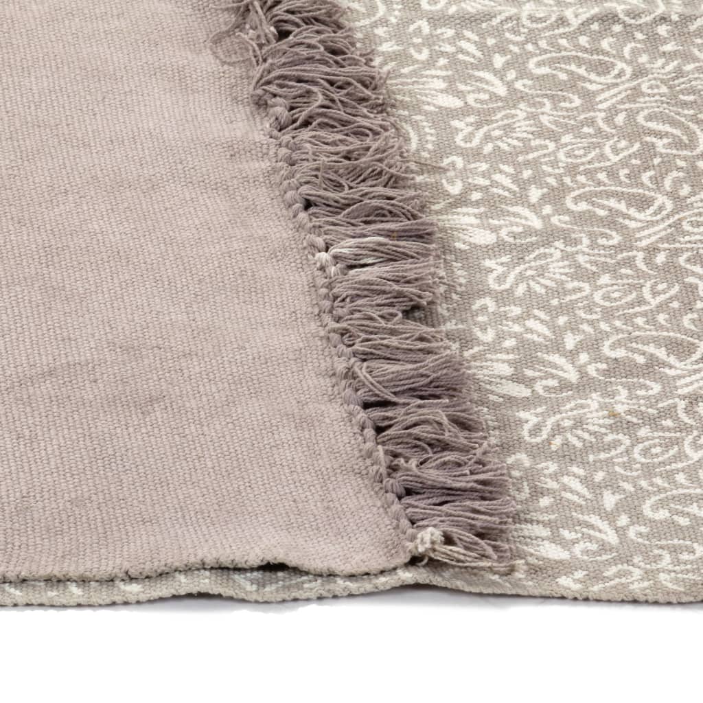 Kelim-Teppich Baumwolle 120x180 cm mit Muster Taupe