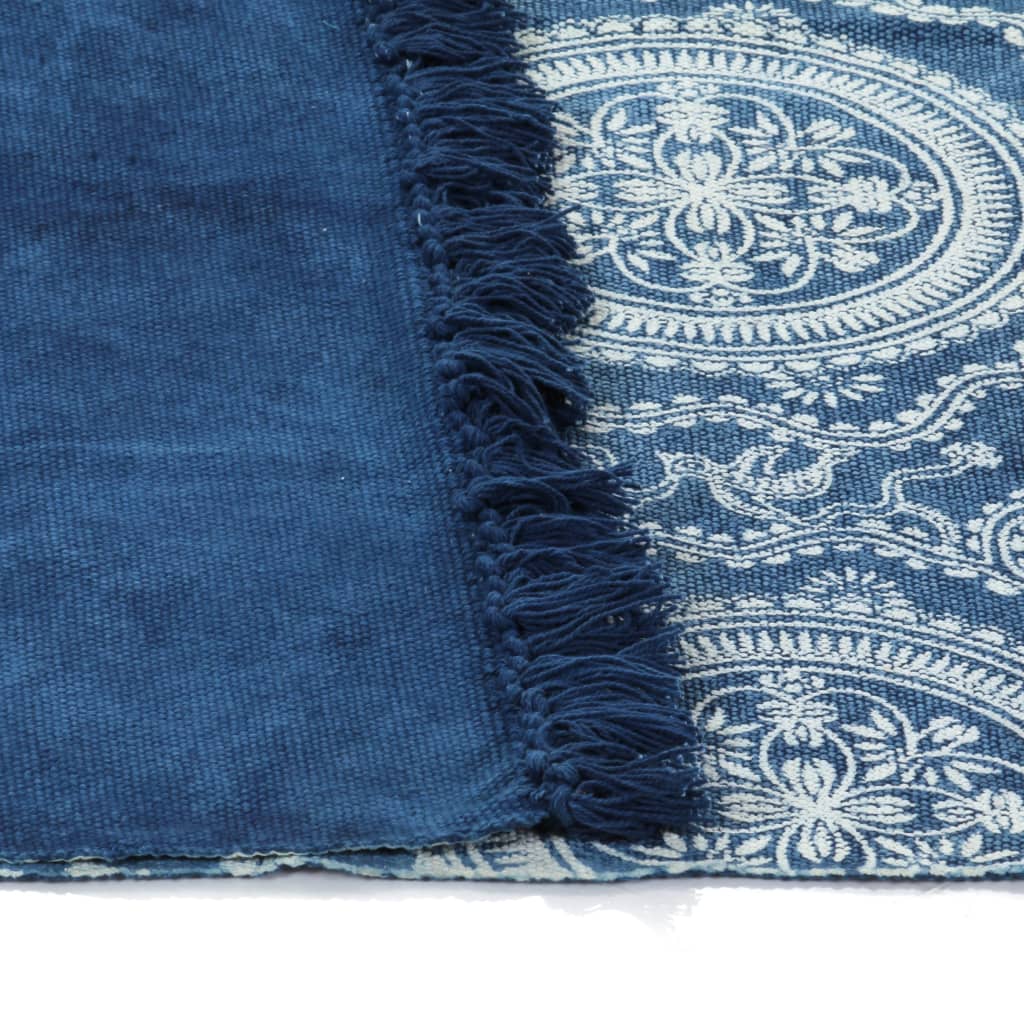 Kelim-Teppich Baumwolle 160x230 cm mit Muster Blau