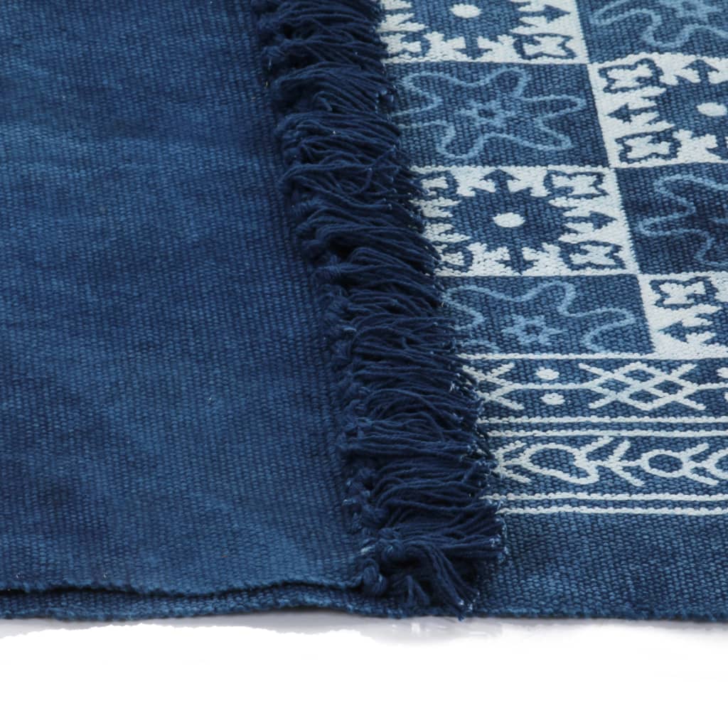 Kelim-Teppich Baumwolle 120x180 cm mit Muster Blau