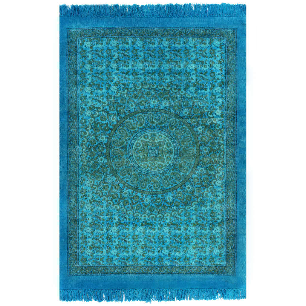 Kelim-Teppich Baumwolle 160x230 cm mit Muster Türkis
