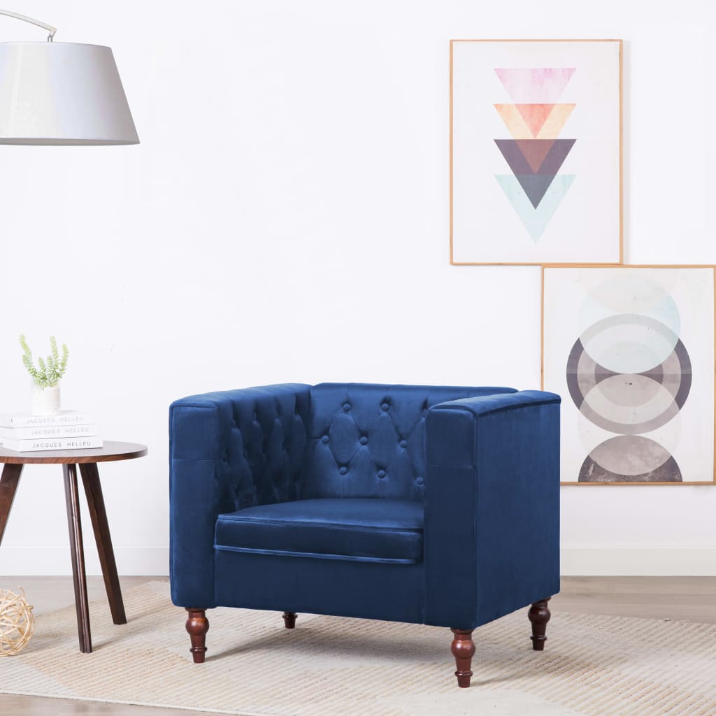 Sessel Blau Samt