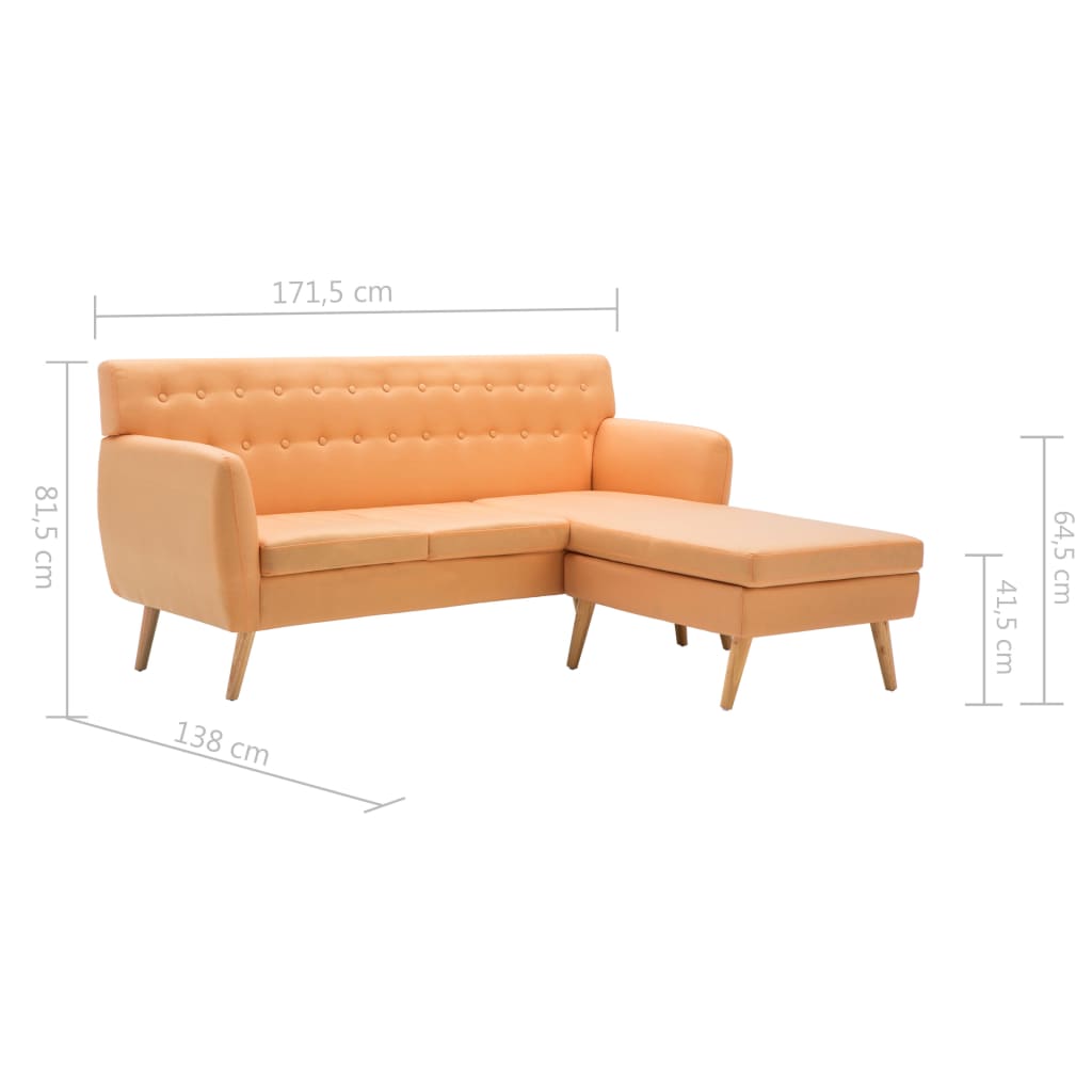 Sofa L-Form Stoff 171,5x138x81,5 cm Orange