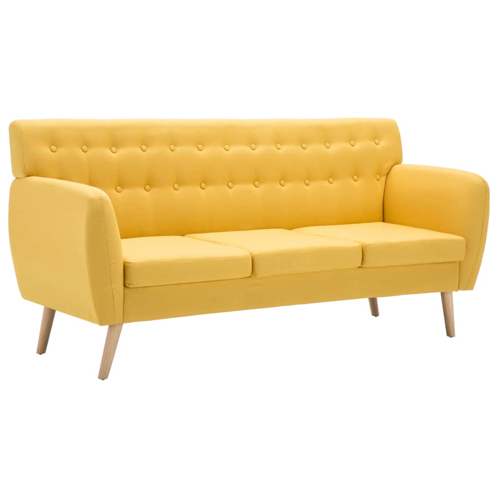 Canapé 3 places en tissu jaune 172x70x82 cm