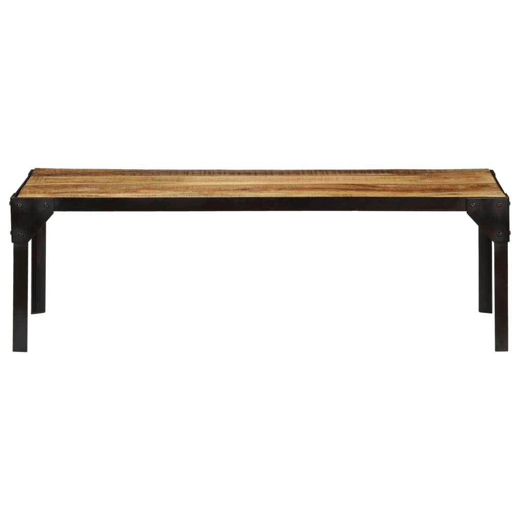 Coffee table rough solid mango wood and steel 110 cm
