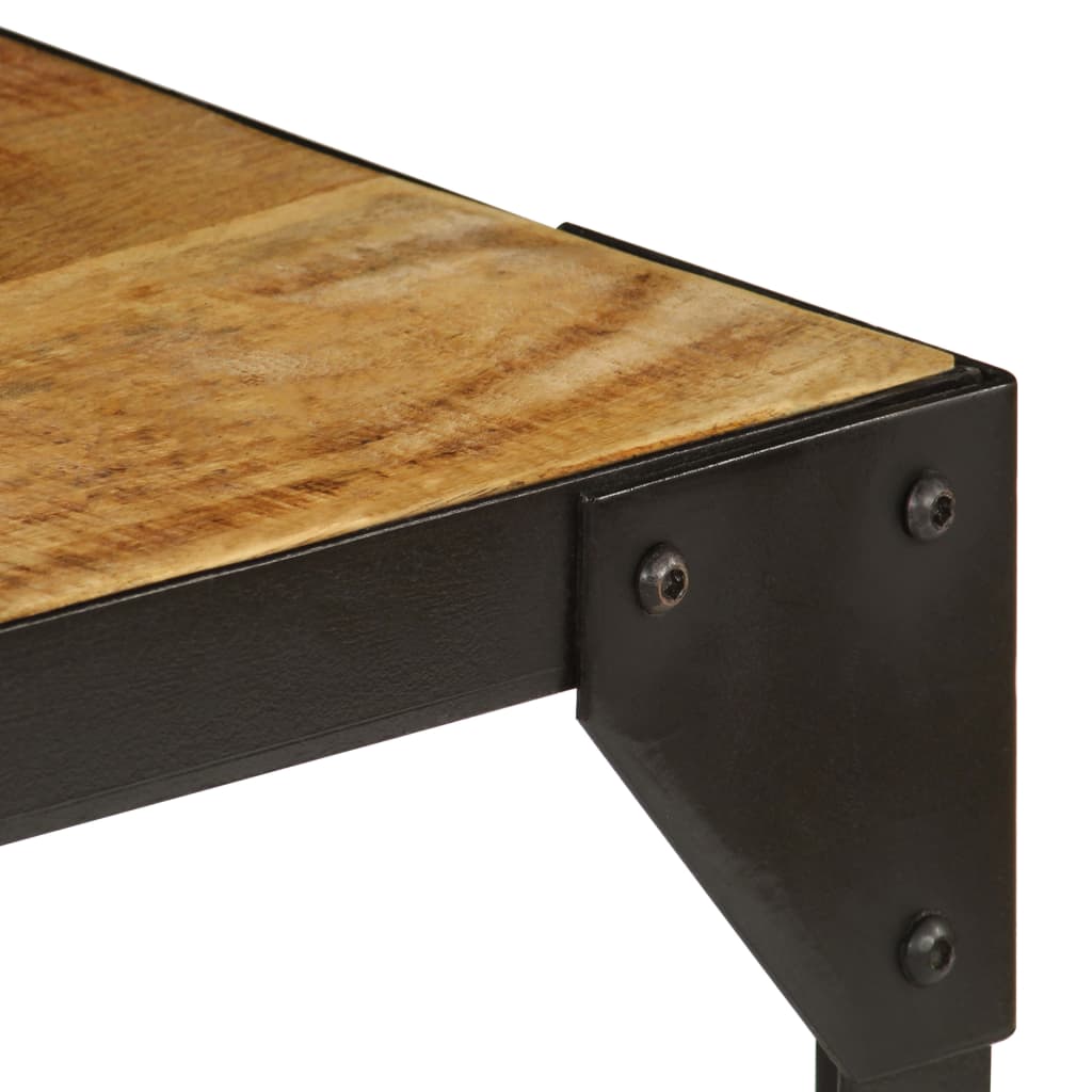 Coffee table rough solid mango wood and steel 110 cm