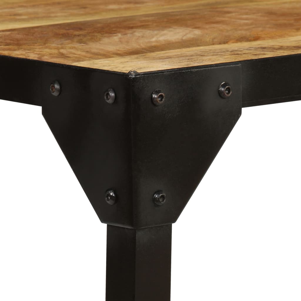 Coffee table rough solid mango wood and steel 110 cm