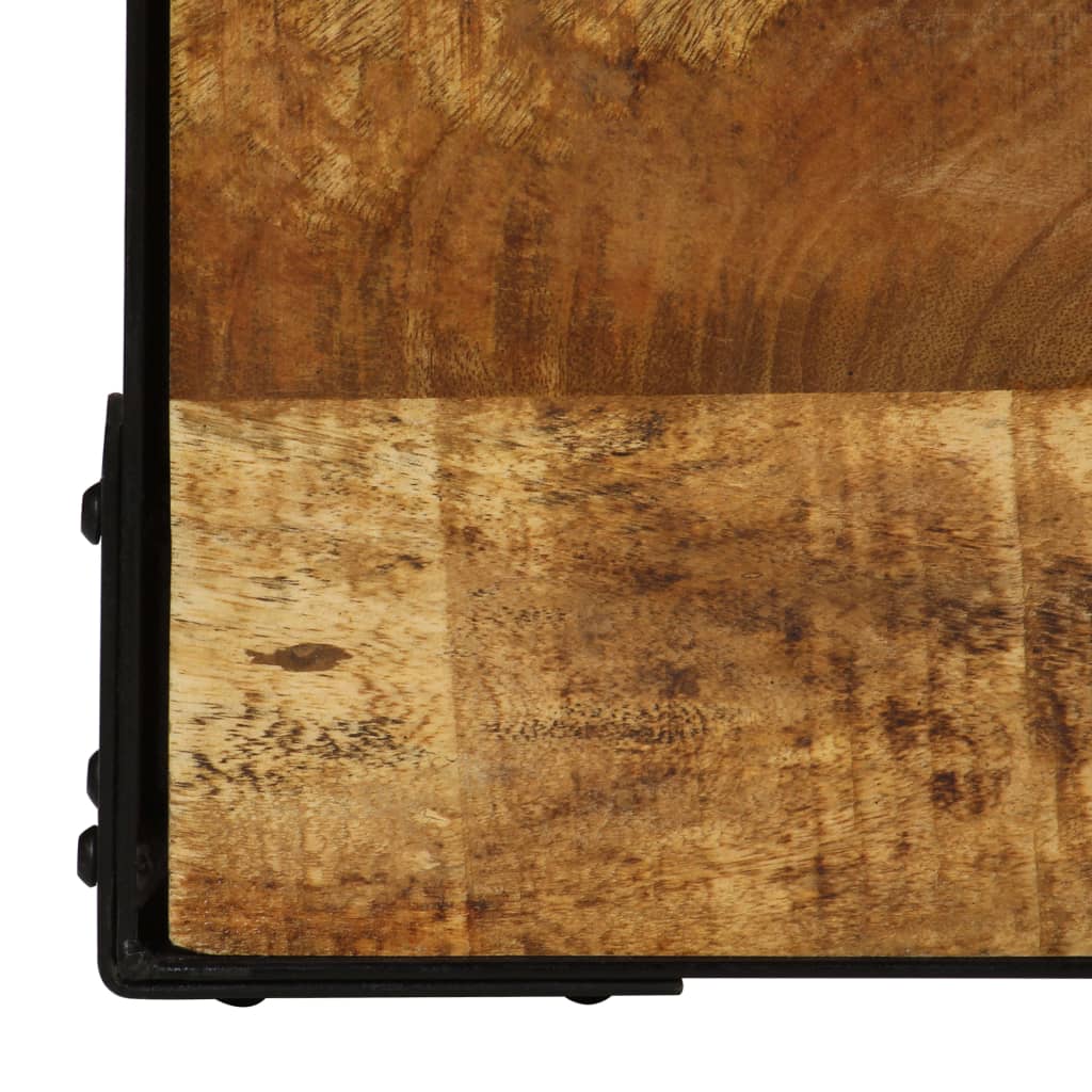 Coffee table rough solid mango wood and steel 110 cm