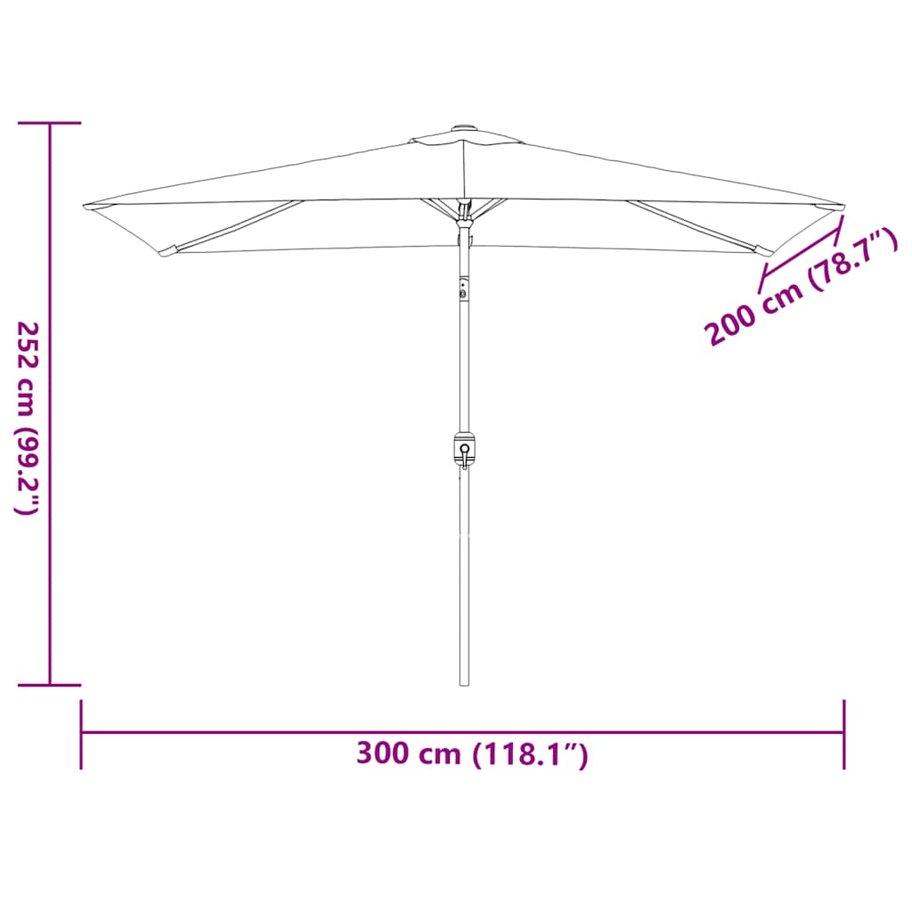 Sonnenschirm mit Metall-Mast 300x200 cm Taupe
