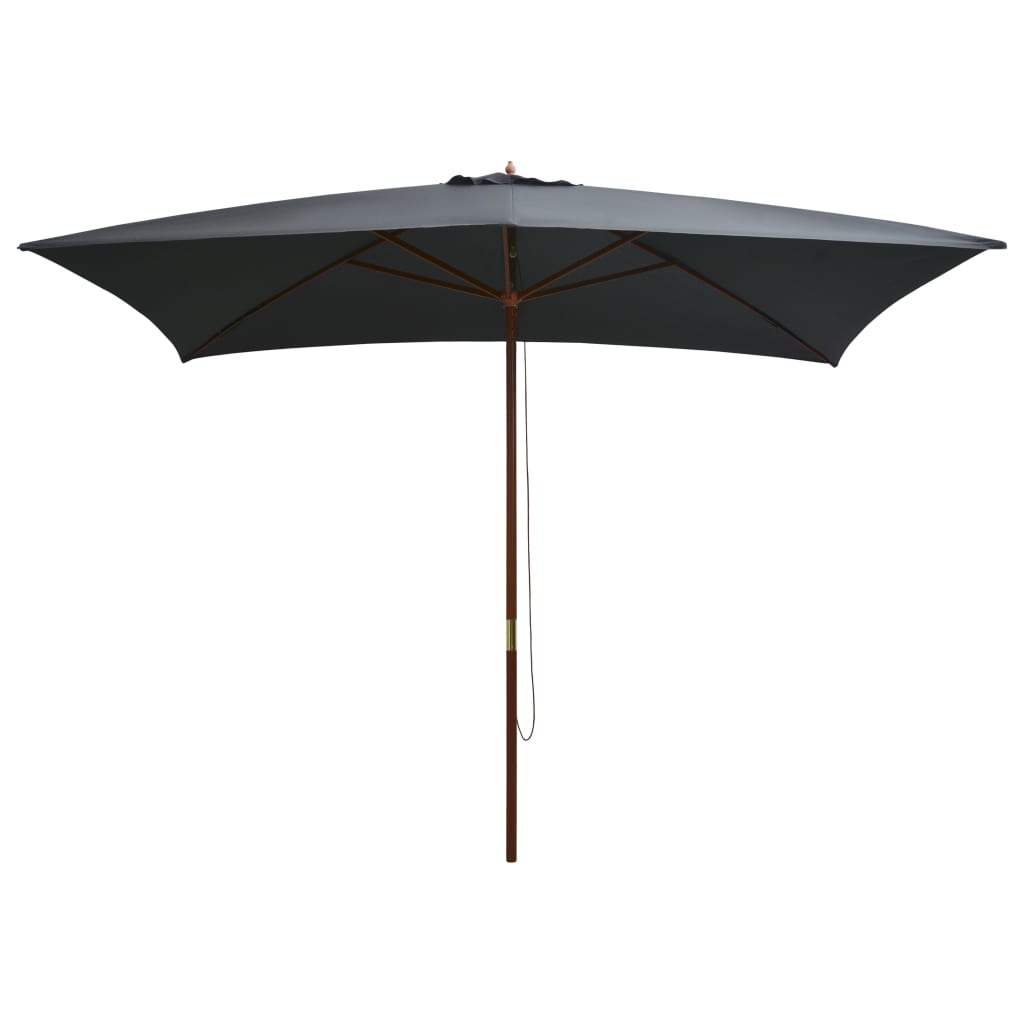 Parasol with wooden pole 200x300 cm anthracite