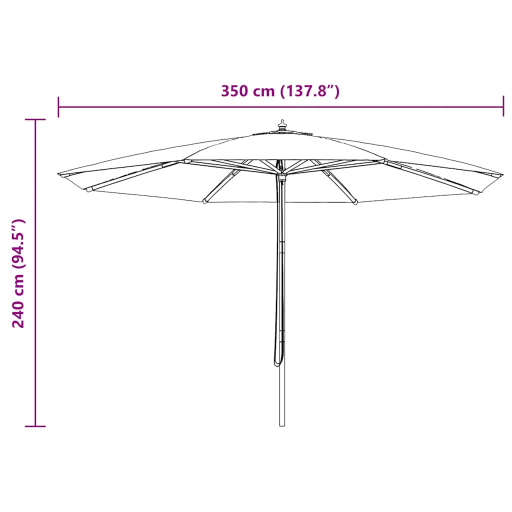Sonnenschirm mit Holzmast 350 cm Taupe