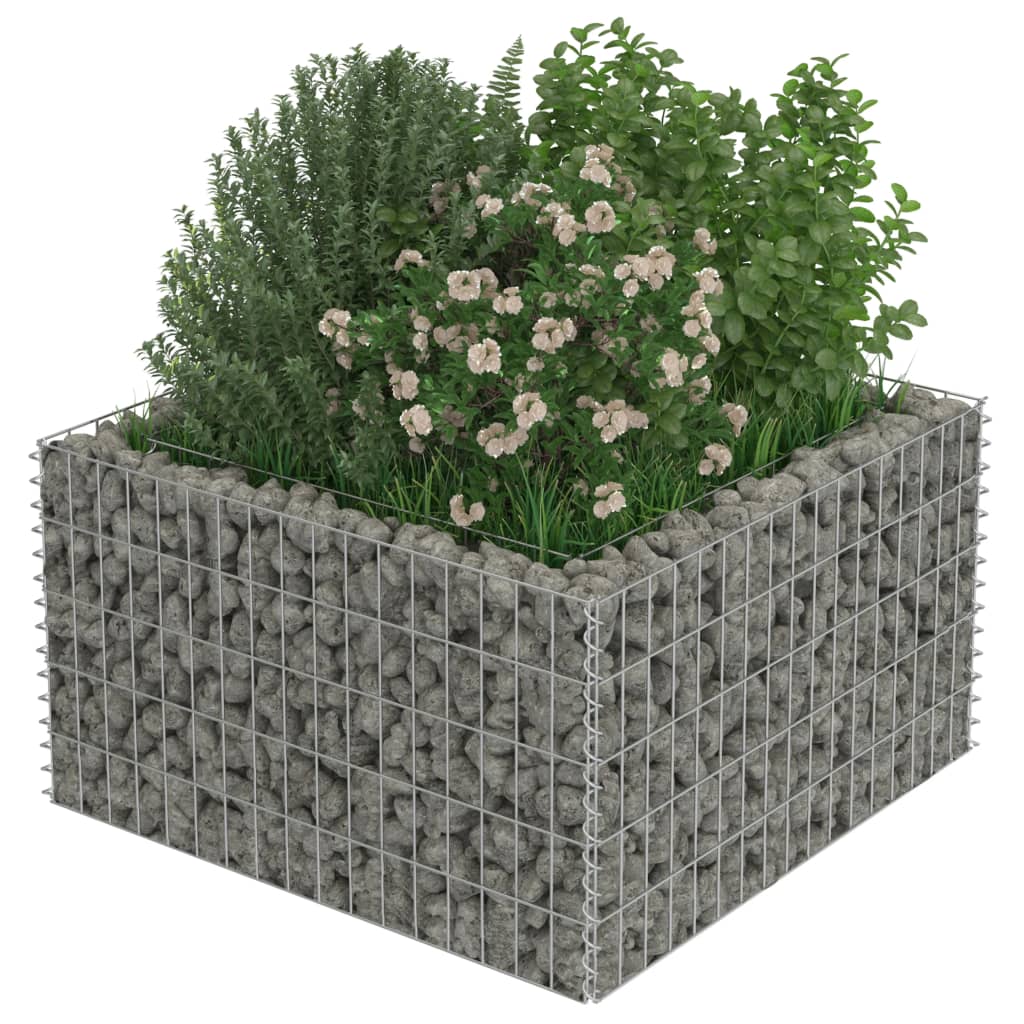 Jardinière surélevée en gabion en acier galvanisé 90×90×50 cm