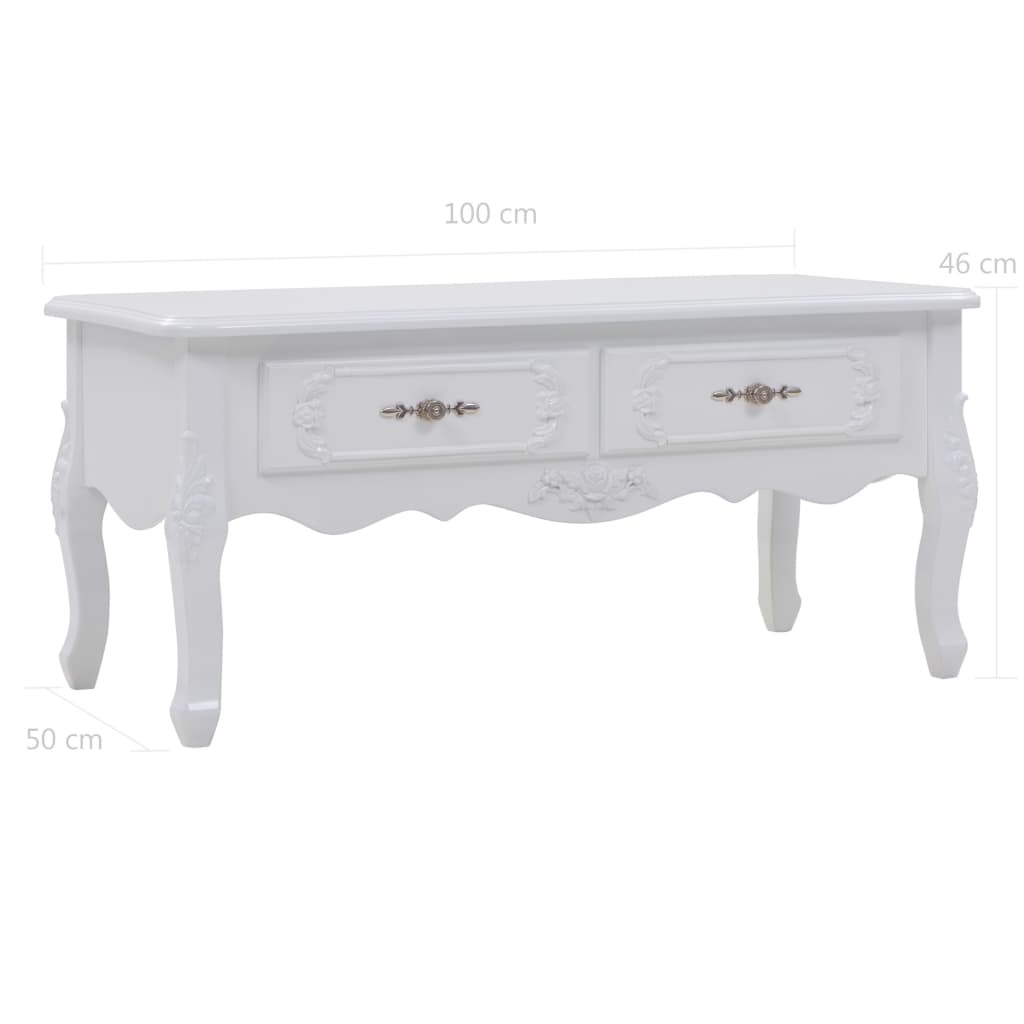 Couchtisch 100x50x46 cm Weiß