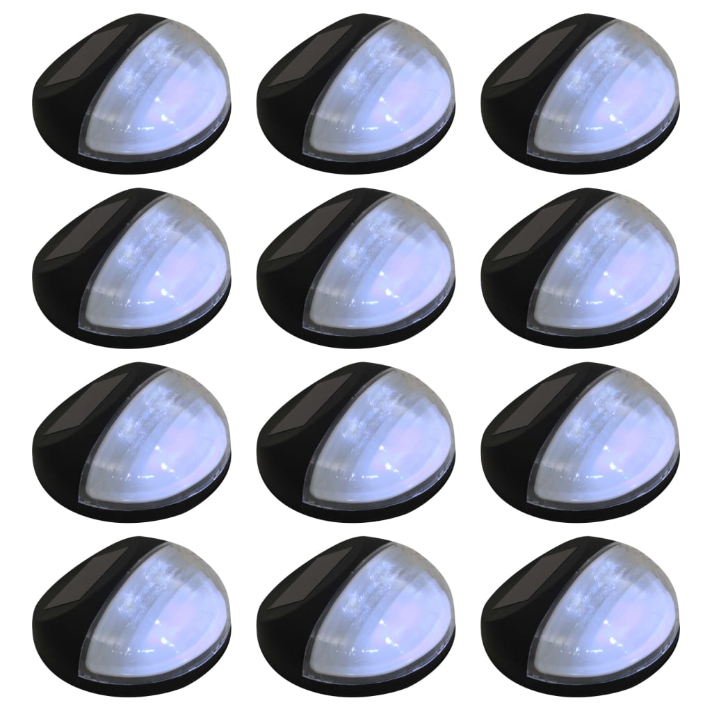 Appliques solaires d'extérieur à LED, 12 pièces, rondes, noires