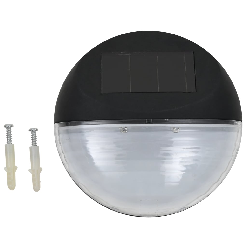 Appliques solaires d'extérieur à LED, 12 pièces, rondes, noires