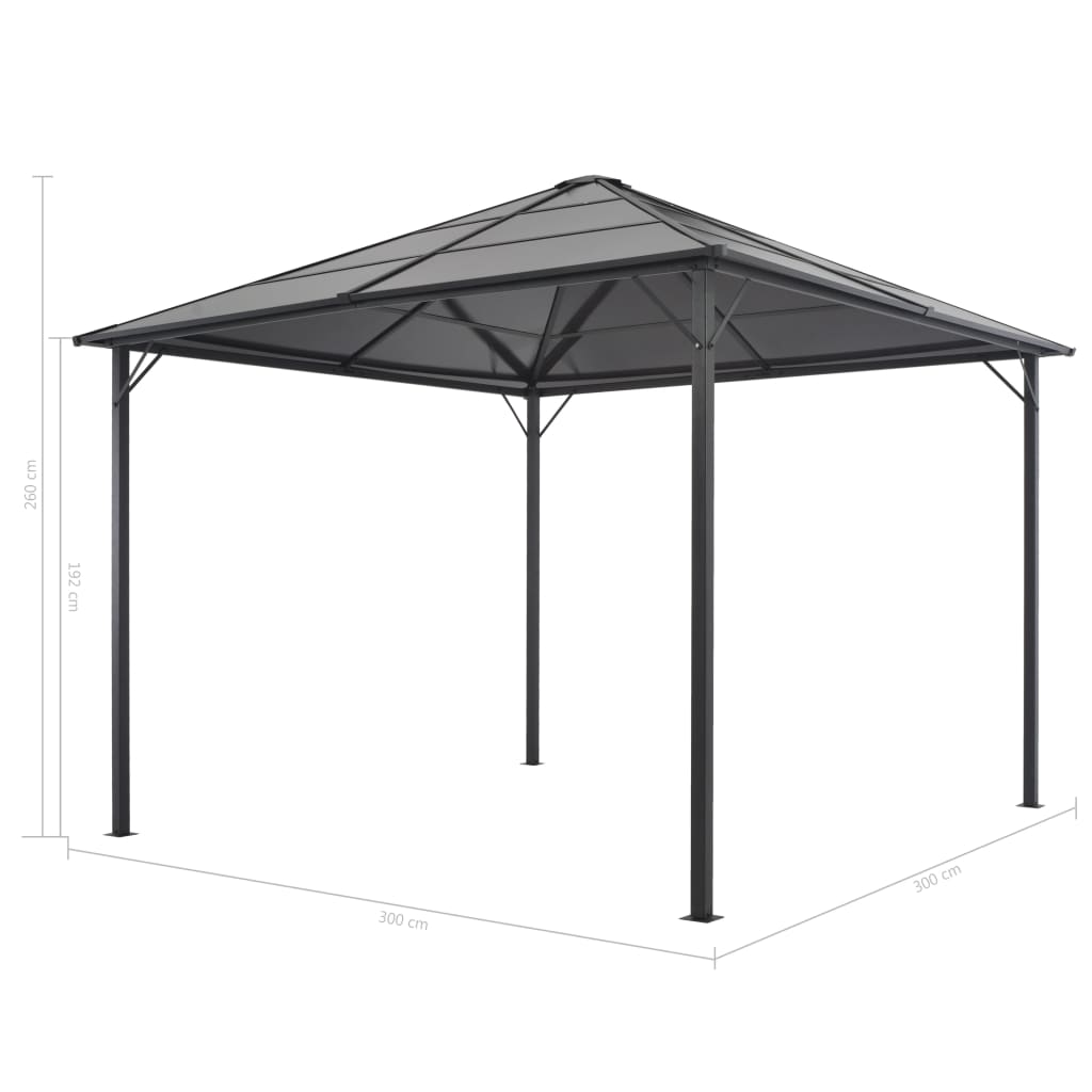 Garden gazebo with roof aluminum 3×3 m anthracite