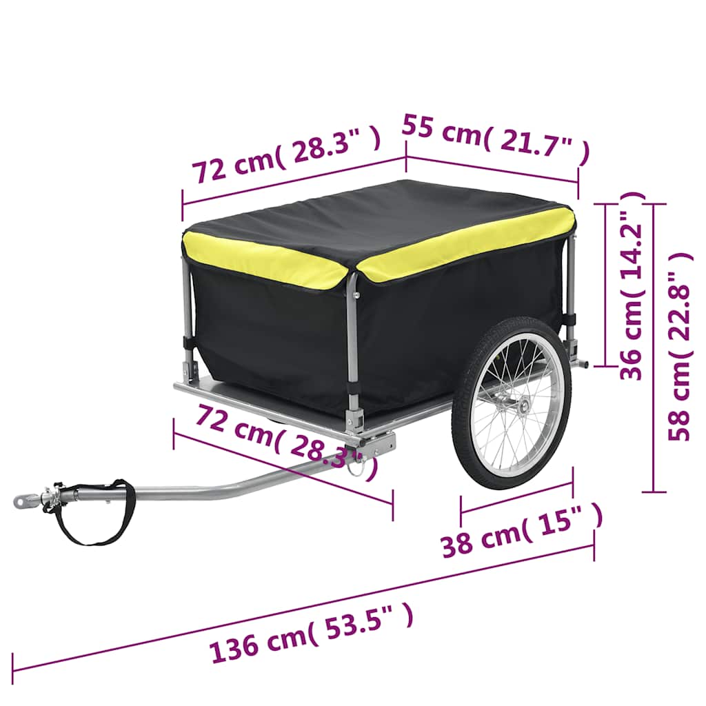 Bicycle trailer black and yellow 65 kg