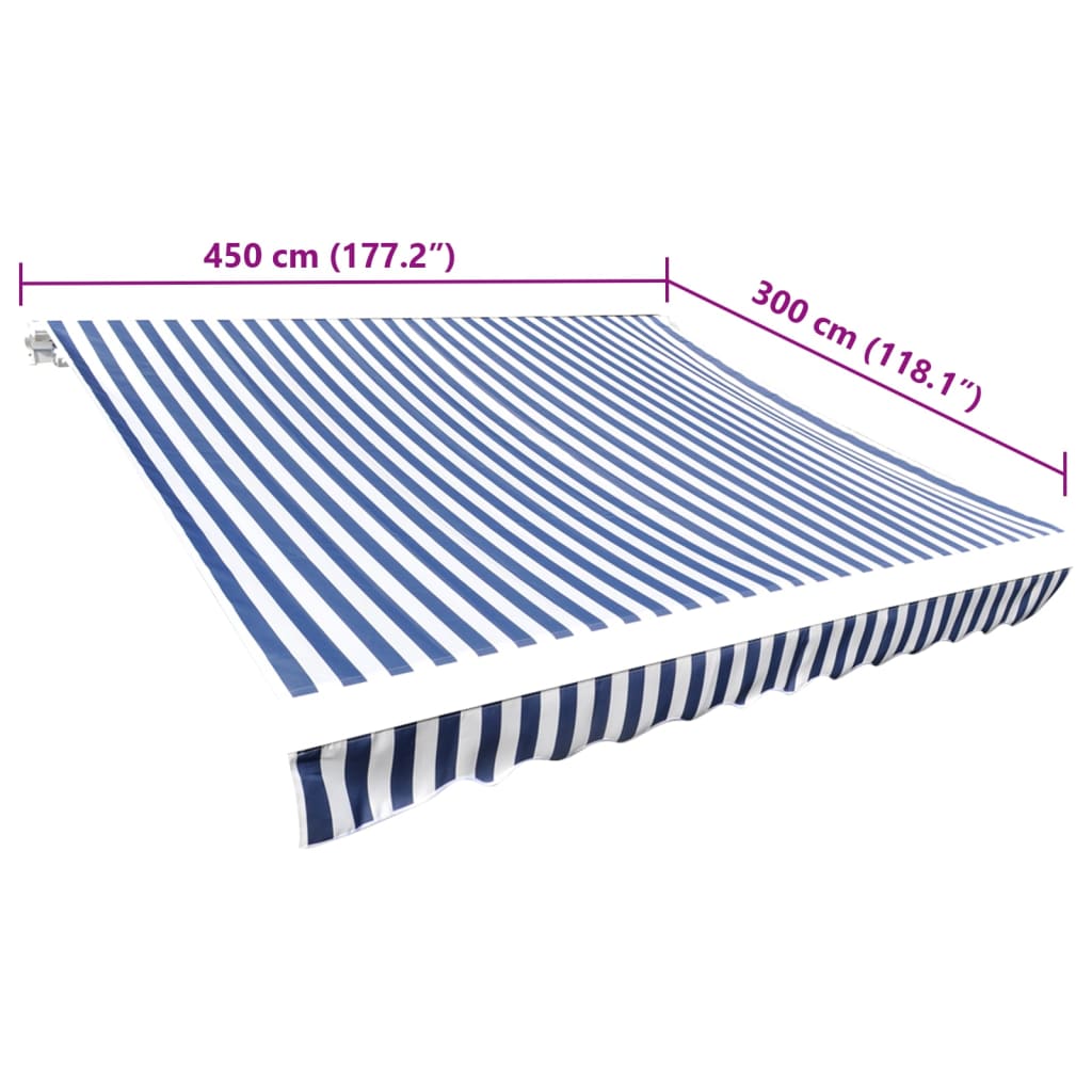 Markisenbespannung Canvas Blau & Weiß 4,5x3 m