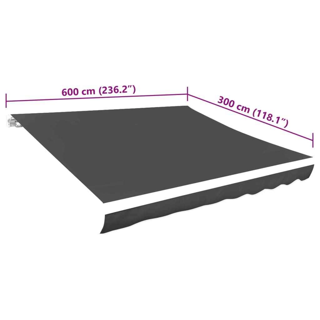 Markisenbespannung Canvas Anthrazit 6x3 m