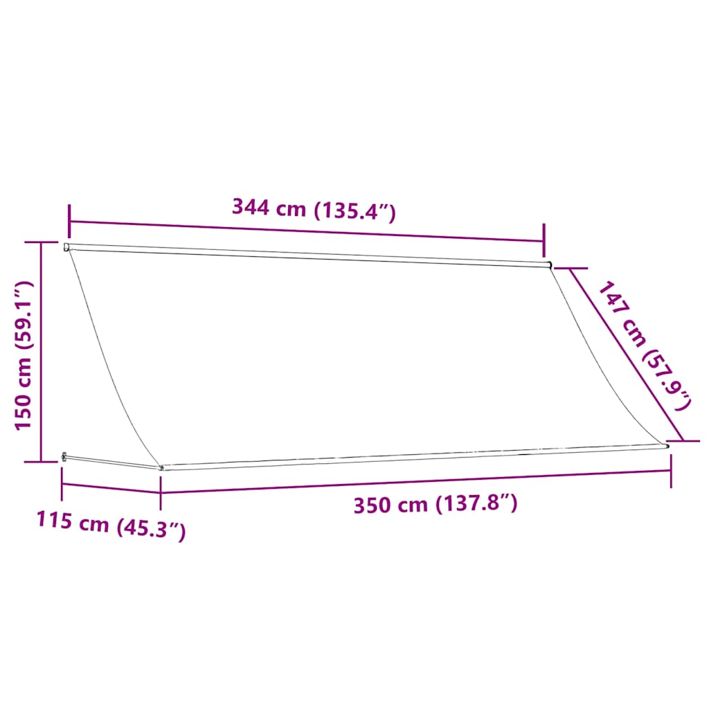 Einziehbare Markise 350×150 cm Anthrazit