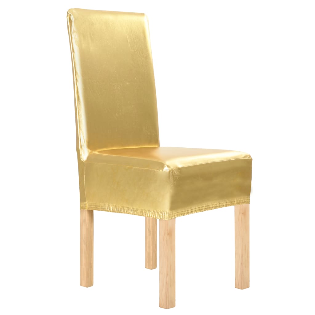Lot de 6 housses de chaise extensibles dorées droites