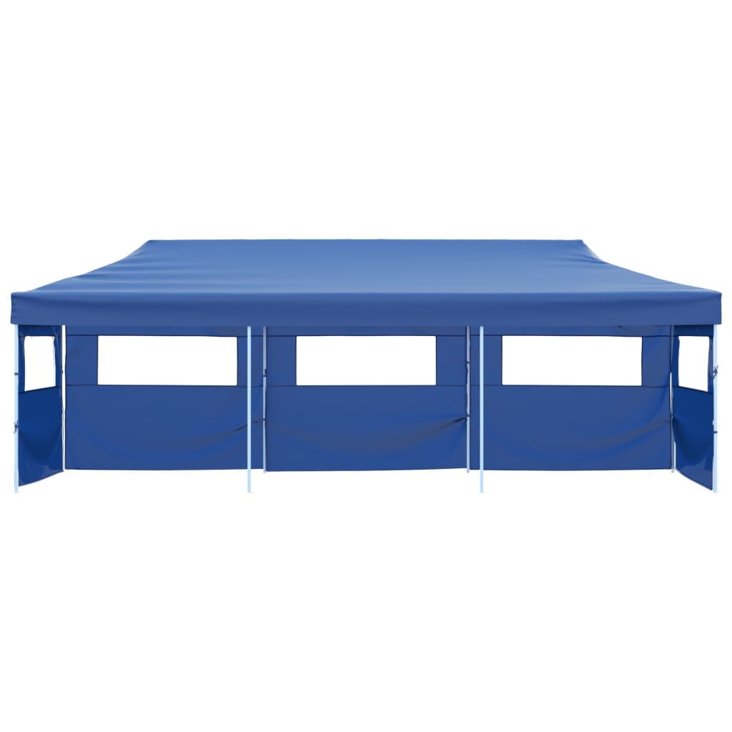 Folding tent party tent pop-up with 5 side walls 3 x 9 m blue