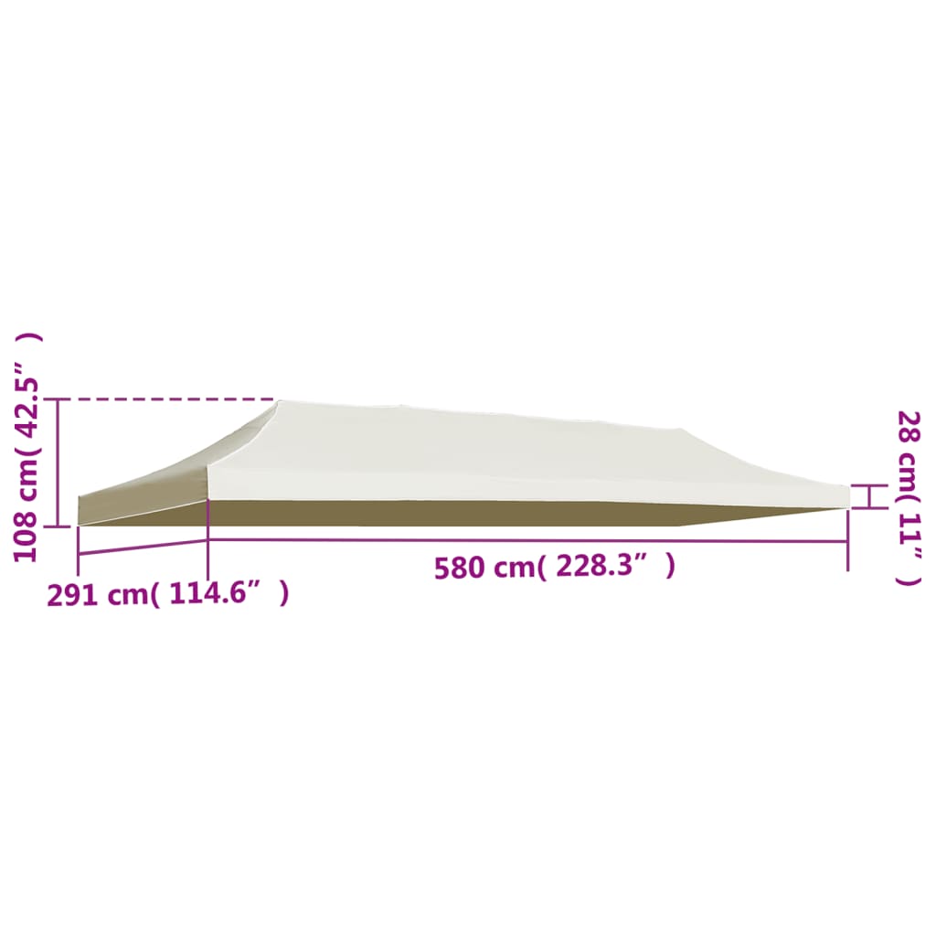 Toit de tente de réception 3x6 m crème