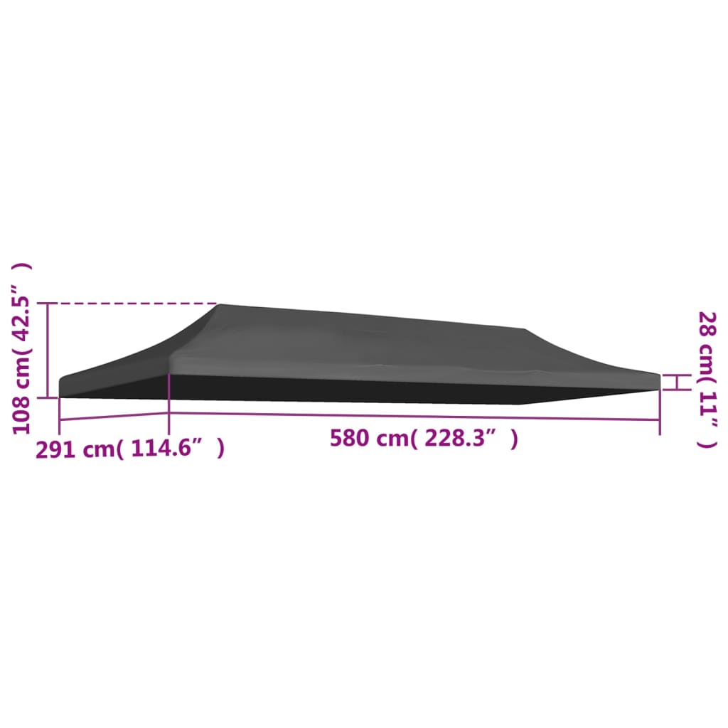 Toit de tente de réception 3x6 m anthracite