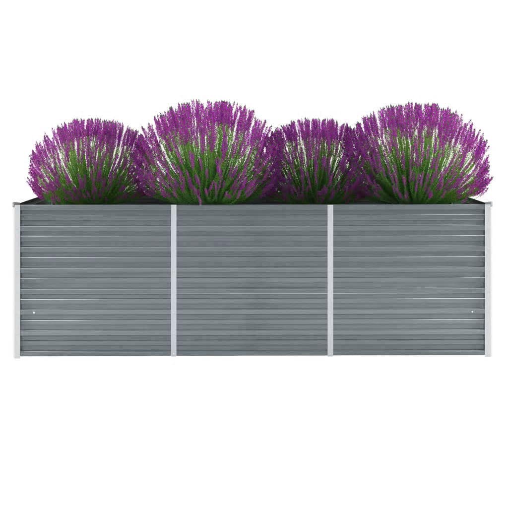 Garden Raised Bed Galvanized Steel 240x80x77 cm Gray