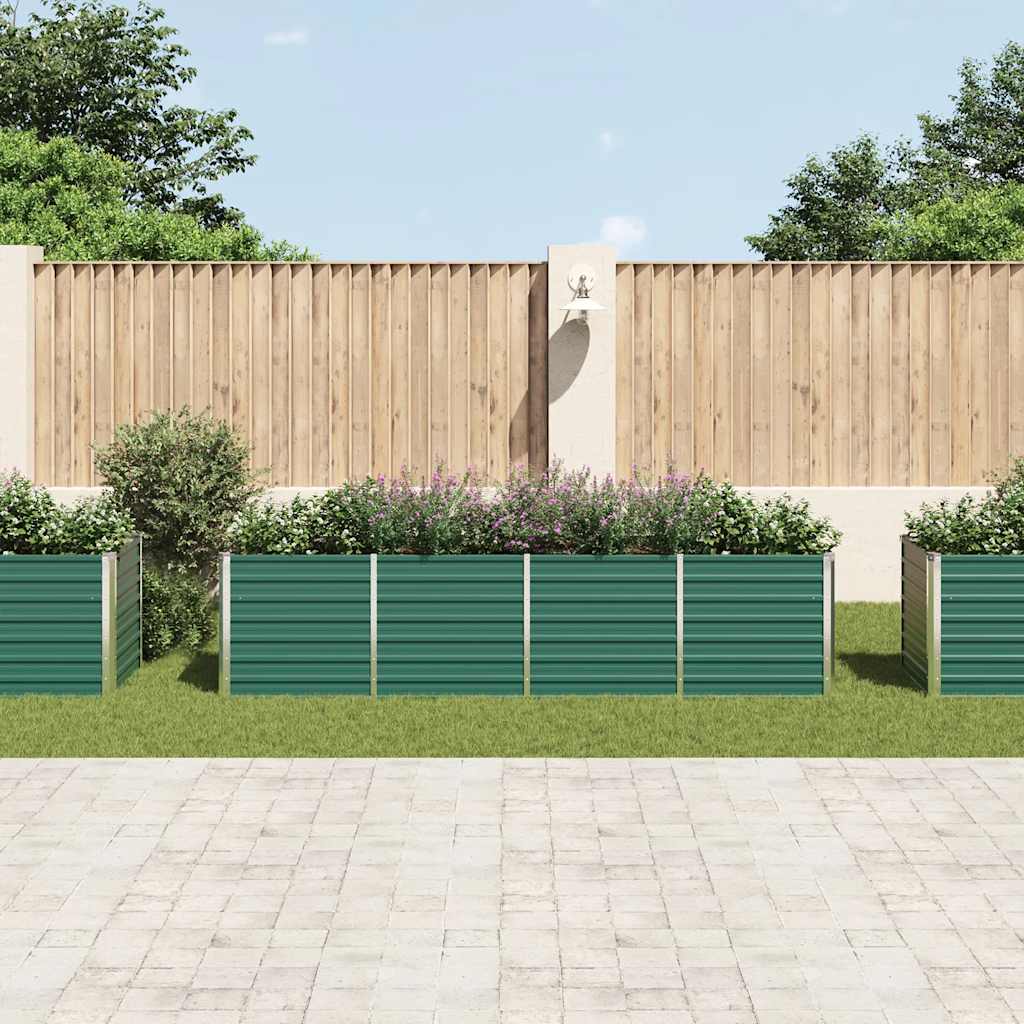 Garden Raised Bed Galvanized Steel 320x80x77 cm Green
