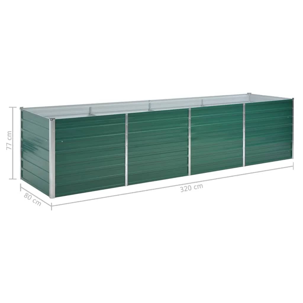 Garden Raised Bed Galvanized Steel 320x80x77 cm Green