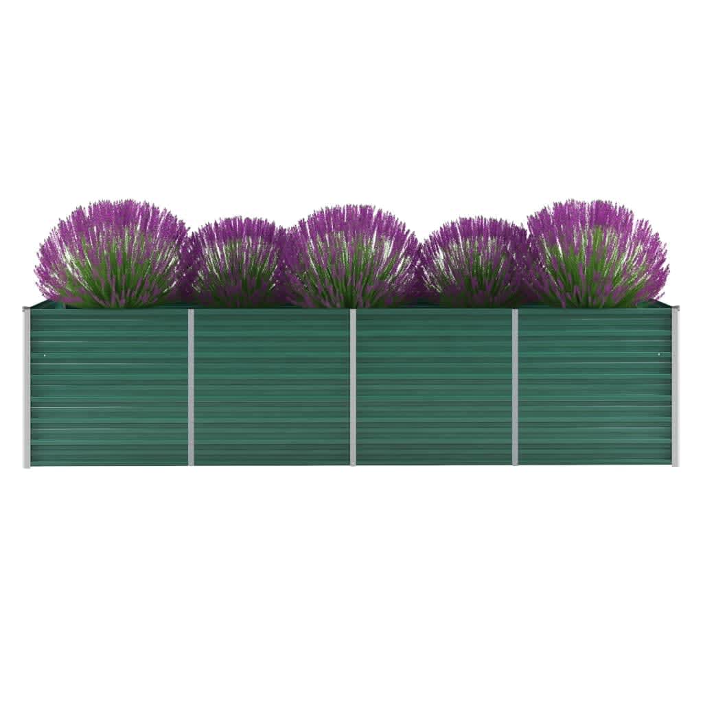 Garden Raised Bed Galvanized Steel 320x80x77 cm Green