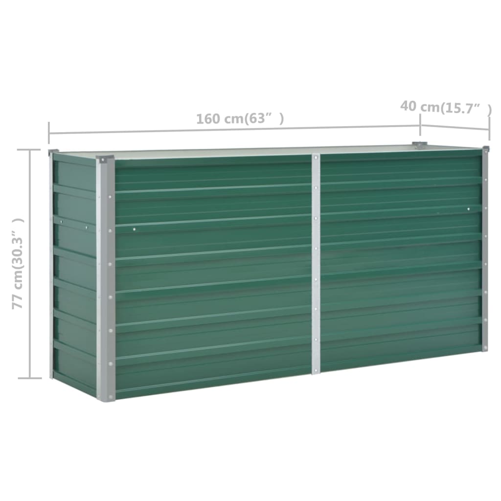 Garden Raised Bed Galvanized Steel 160x40x77 cm Green