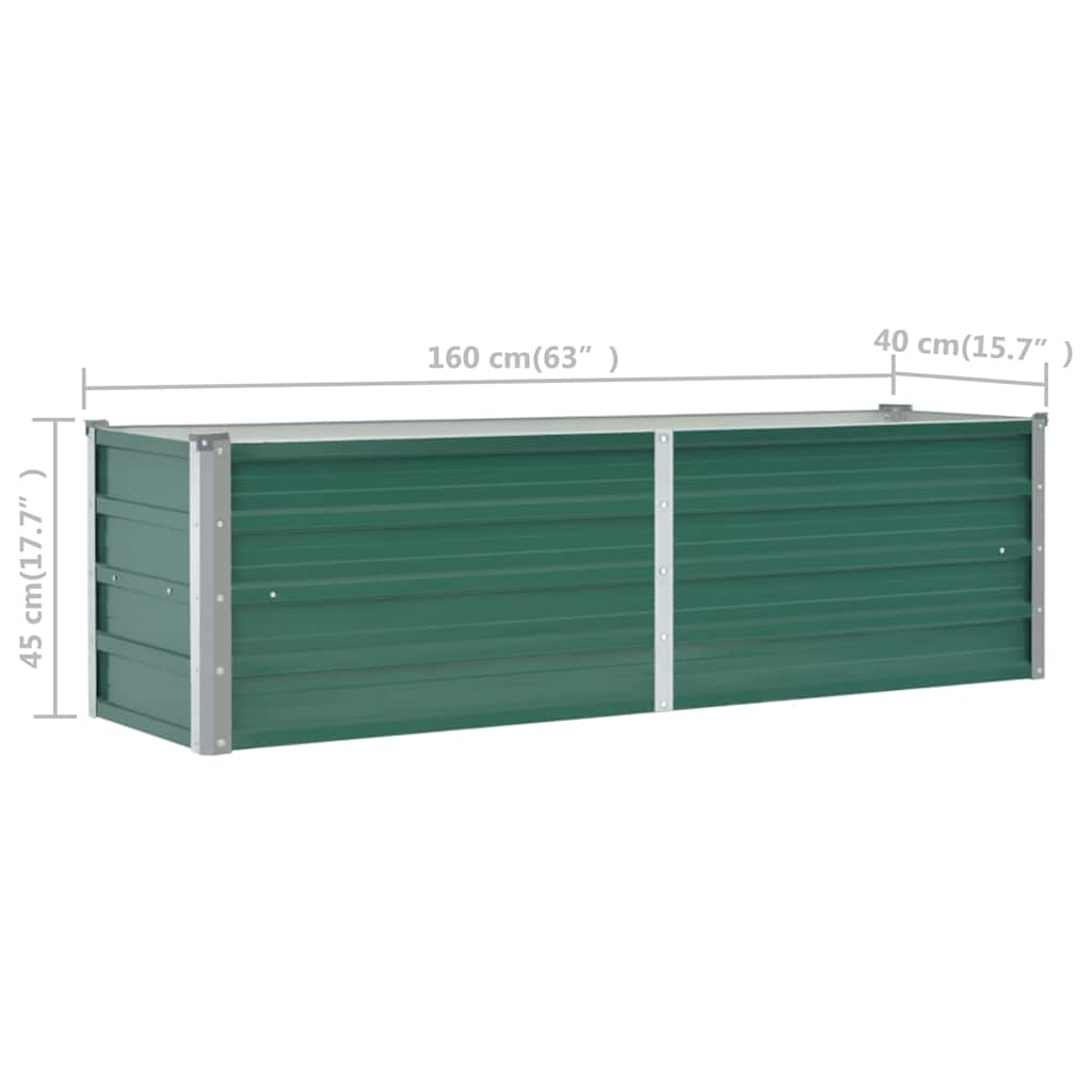 Garden Raised Bed Galvanized Steel 160x40x45 cm Green