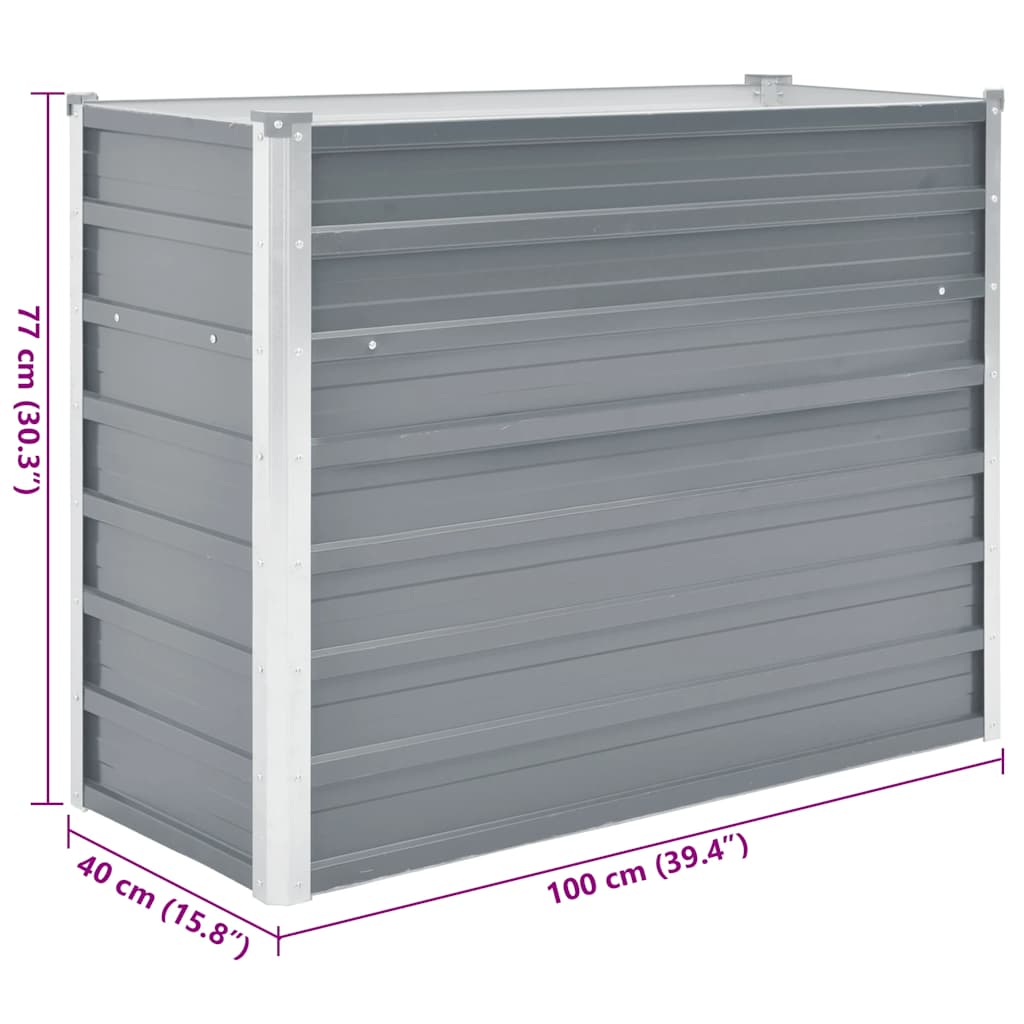 Garden Raised Bed Galvanized Steel 100x40x77 cm Gray