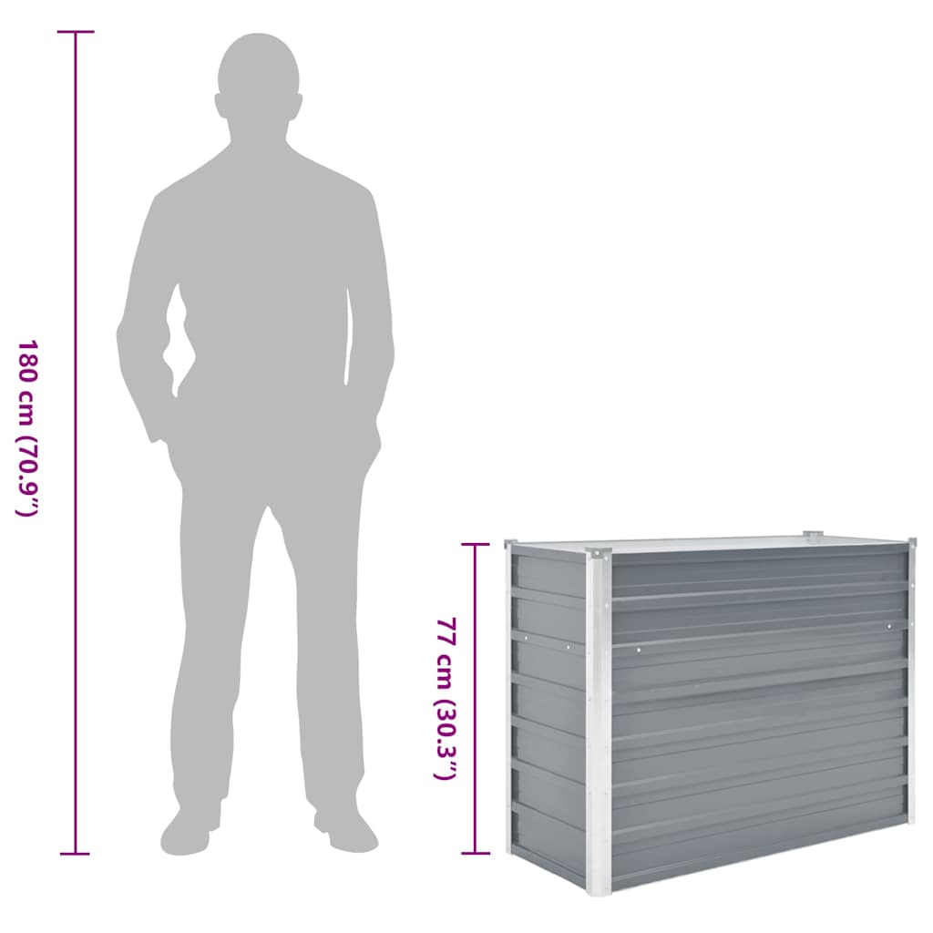 Garden Raised Bed Galvanized Steel 100x40x77 cm Gray