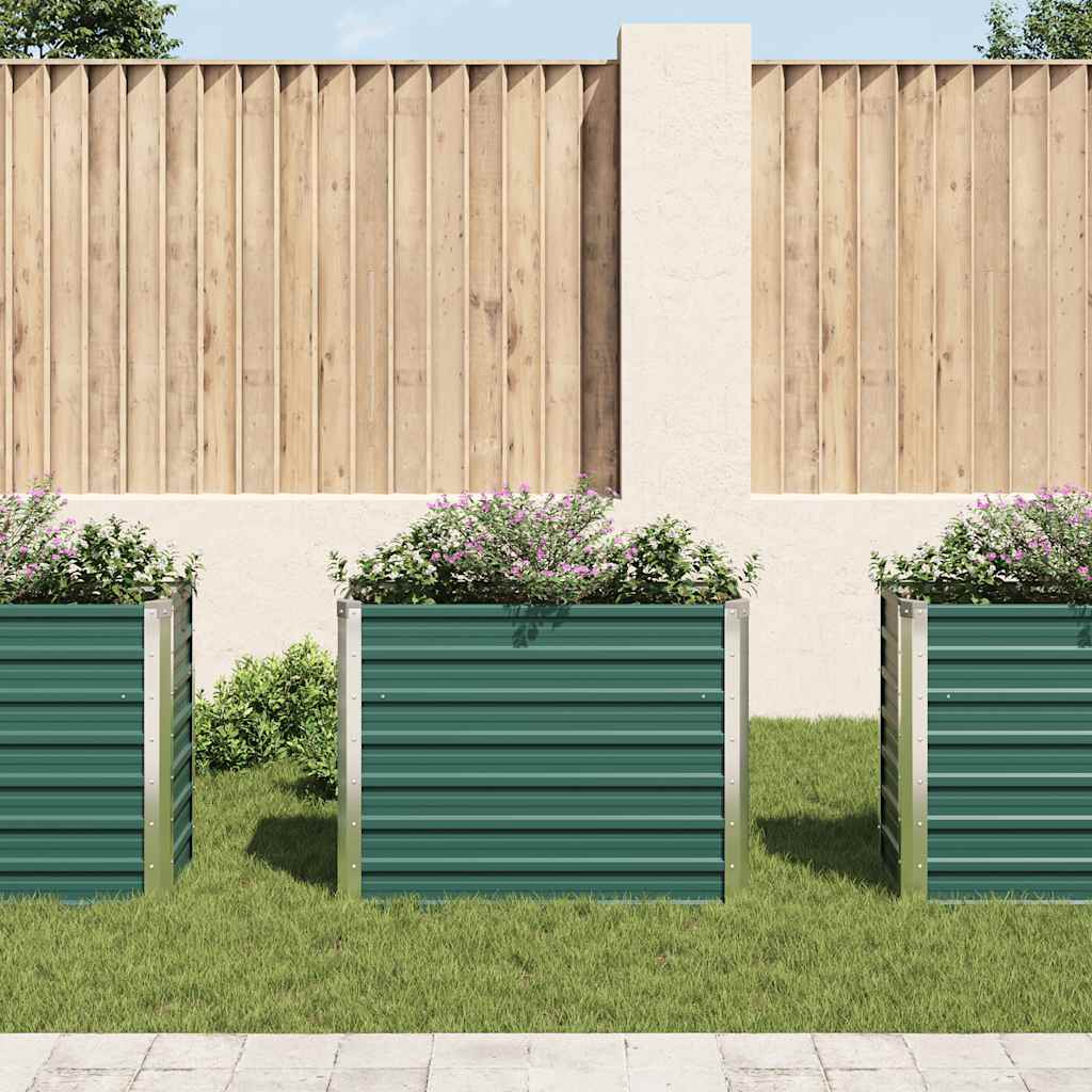Garden Raised Bed Galvanized Steel 100x40x77 cm Green