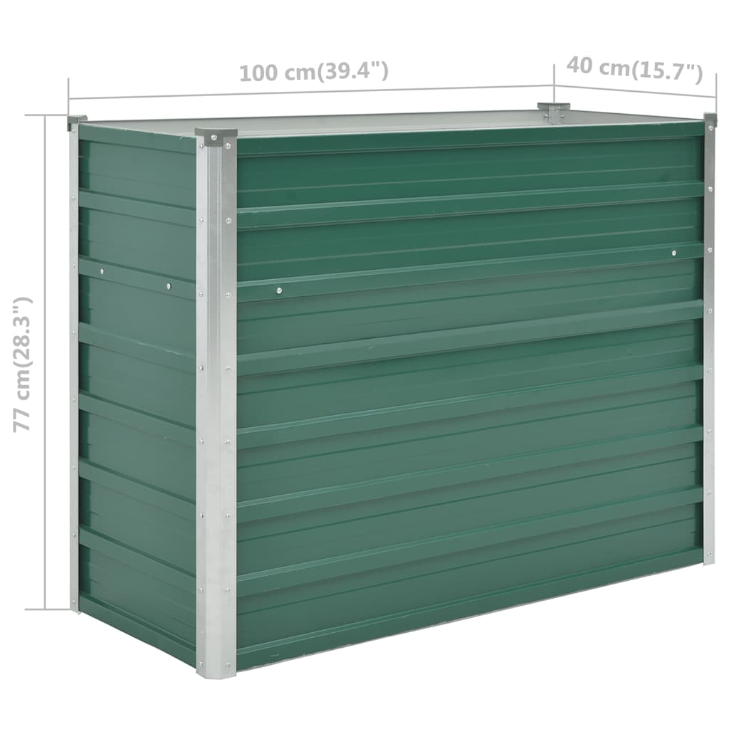 Garden Raised Bed Galvanized Steel 100x40x77 cm Green