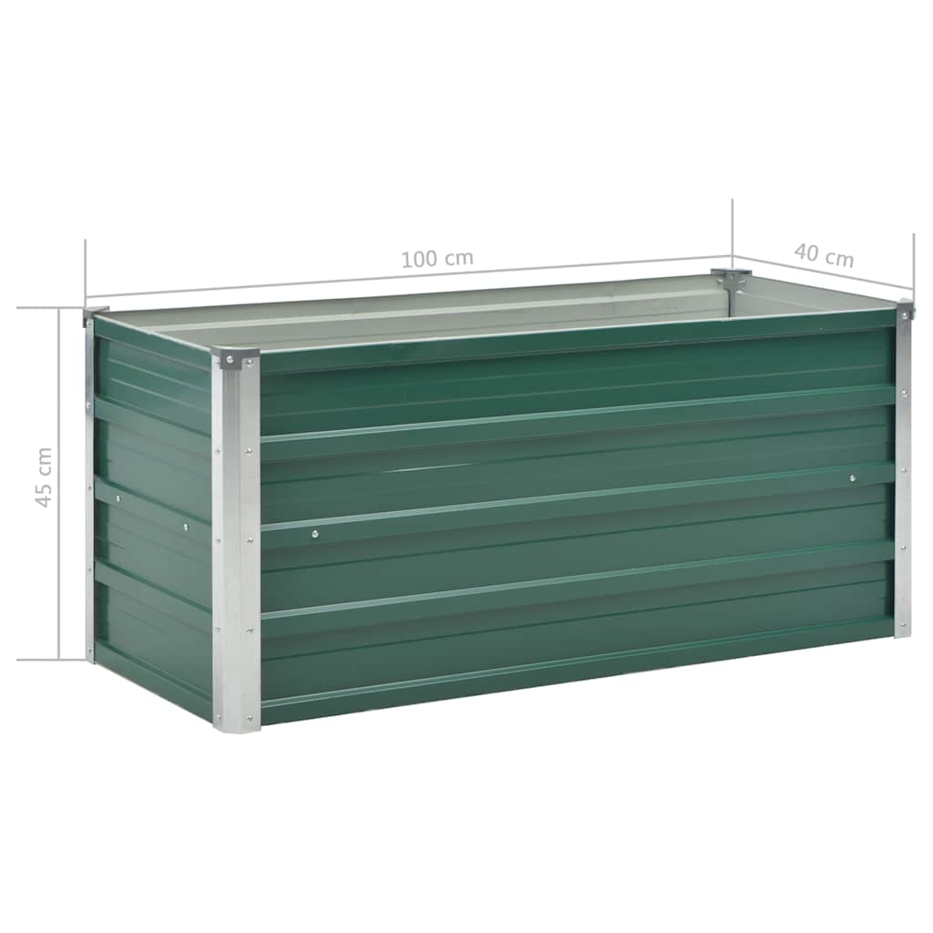 Garden Raised Bed Galvanized Steel 100x40x45 cm Green