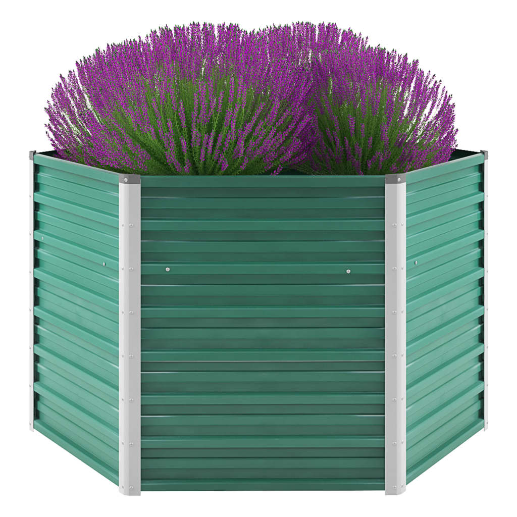 Garden Raised Bed Galvanized Steel 129x129x77 cm Green