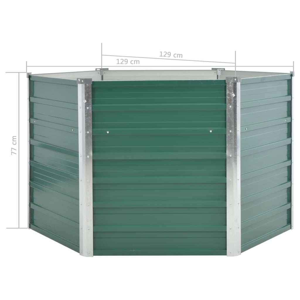 Garden Raised Bed Galvanized Steel 129x129x77 cm Green