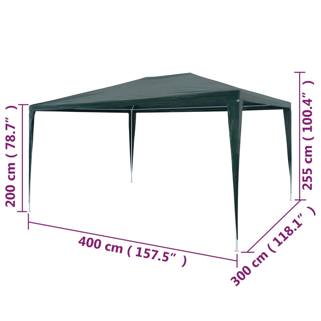 Partyzelt 3x4 m PE Grün