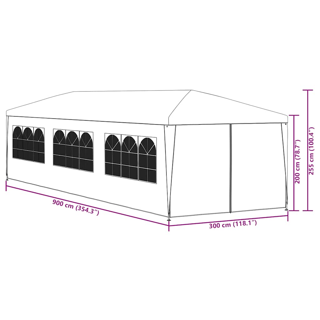 Partyzelt 3x9 m Anthrazit