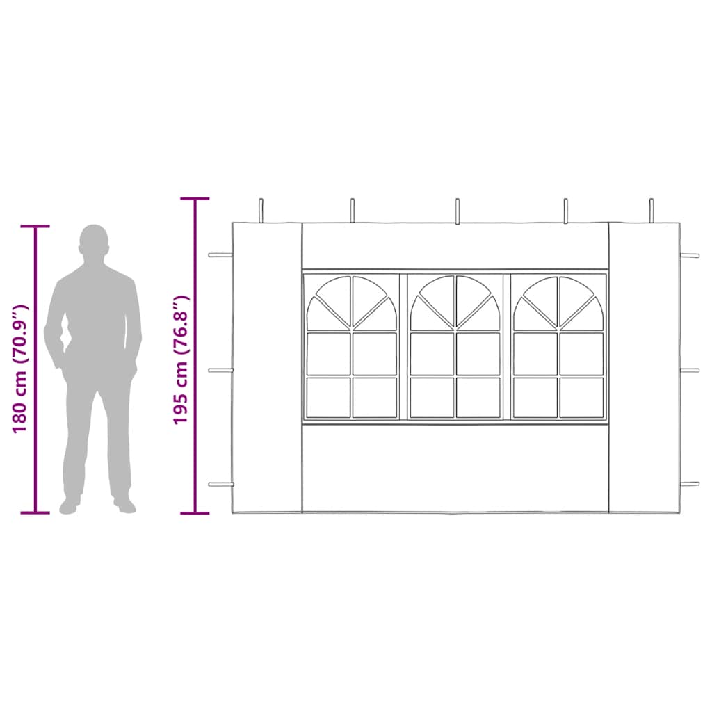 Party tent side walls 2 pieces with window PE white